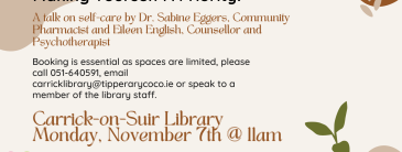 Self-Care Talk @ Carrick-on-Suir Library with Dr. Sabine Eggers and Eileen English