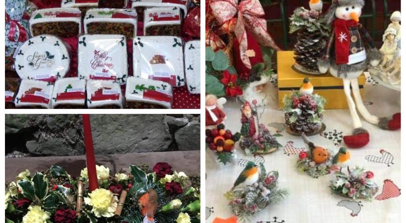 Images of Christmas food, wreaths and decorations